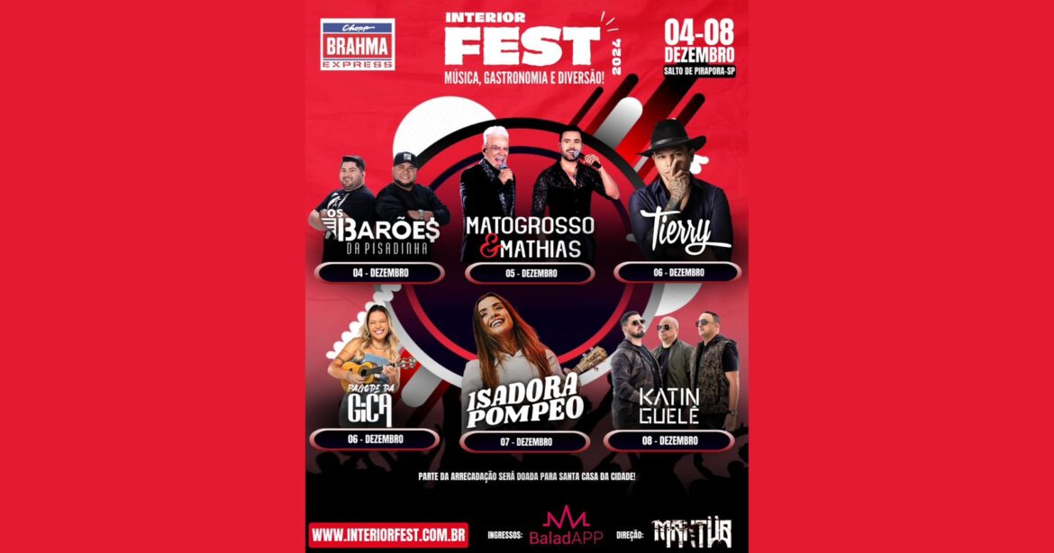 Interior Fest 2024 confirma show do Os Barões da Pisadinha em Salto de Pirapora