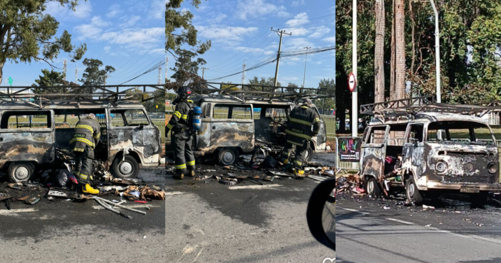 Kombi pega fogo na manhã desta quinta-feira (10) e não registra feridos em Sorocaba