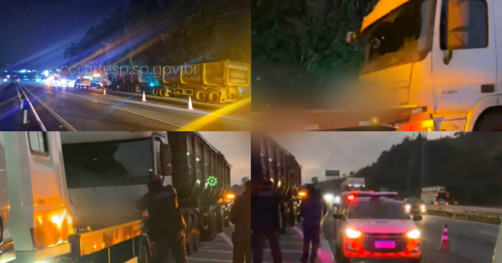 Carreta desengata no acostamento em Araçariguama e mata prensado motorista e guincheiro da CCR